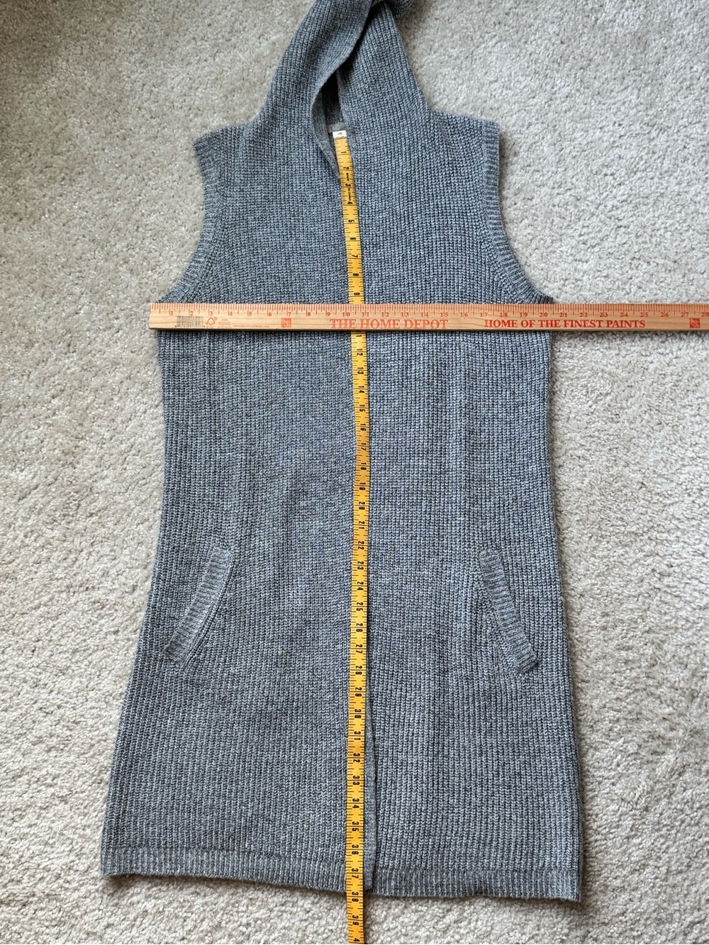 š¹ A New Day Gray Hooded Long Sweater Duster Vest Cardigan Size M - Picture 6 of 8